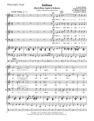 Indiana (Back Home Again in Indiana) (opt'l accomp. for SATB Swing ver.)