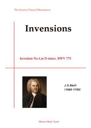 Book cover for Bach-Invention No.4,in D minor, BWV 775.(Piano)