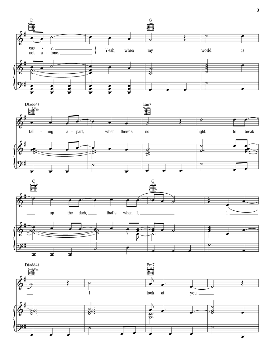 When I Look At You Piano, Vocal, Guitar scores gallery preview page 3