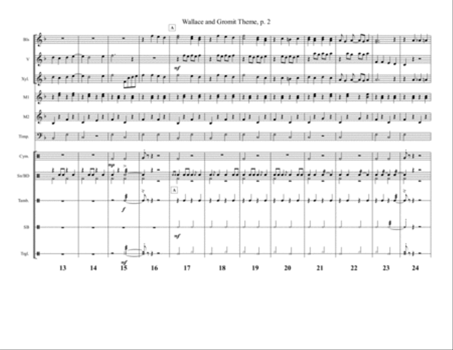 Wallace And Gromit Theme Percussion Ensemble scores gallery preview page 2
