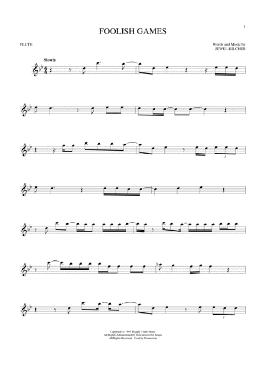Foolish Games Foolish Games Flute Solo scores gallery preview page 1