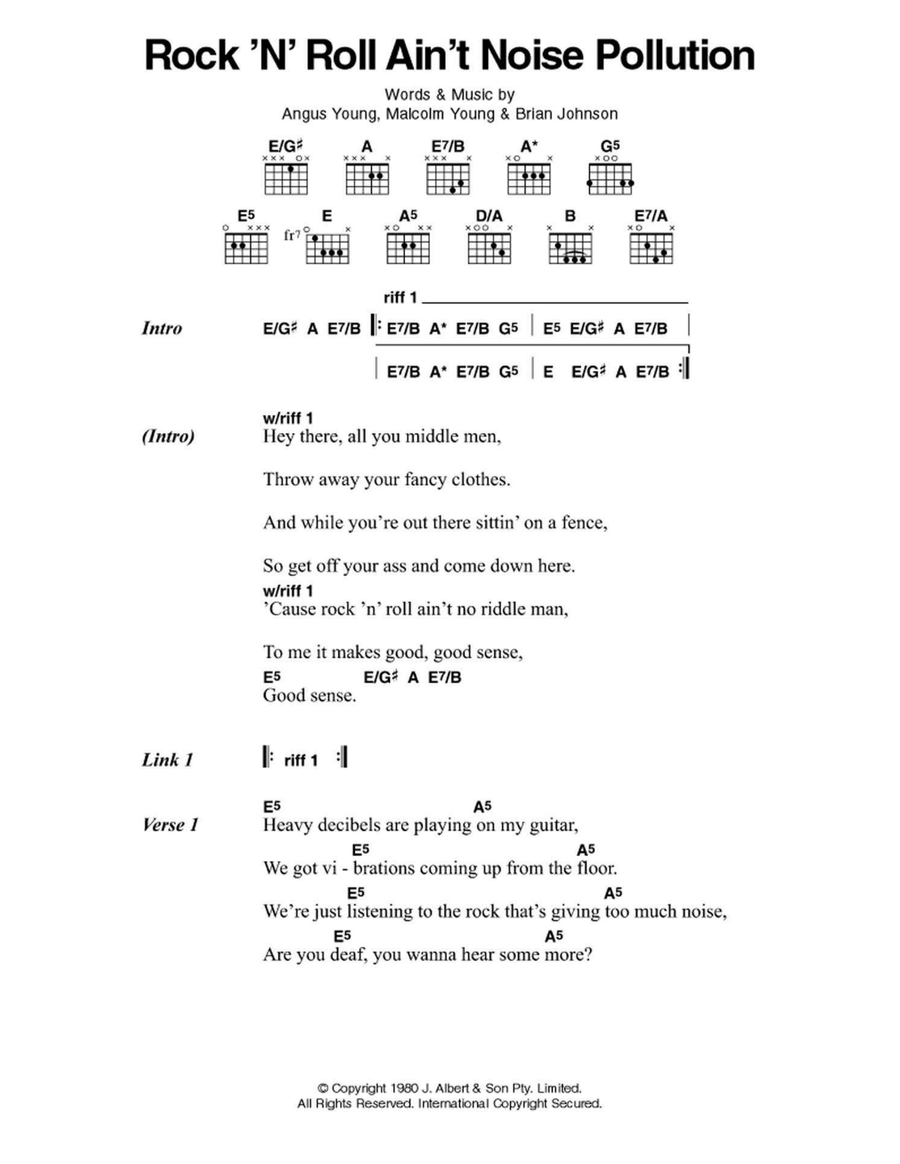 Rock And Roll Ain't Noise Pollution Acoustic Guitar scores gallery preview page 1