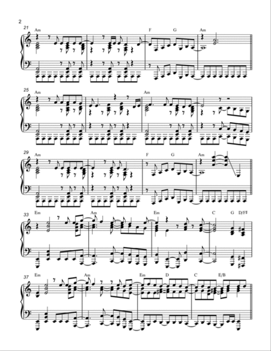 Lonely Nights Piano Solo scores gallery preview page 2
