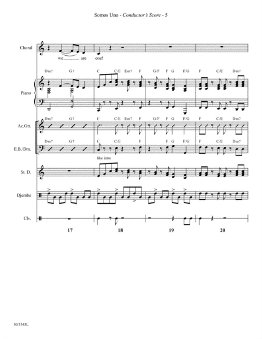 Somos Uno - Instrumental Ensemble Score and Parts Choir scores gallery preview page 7