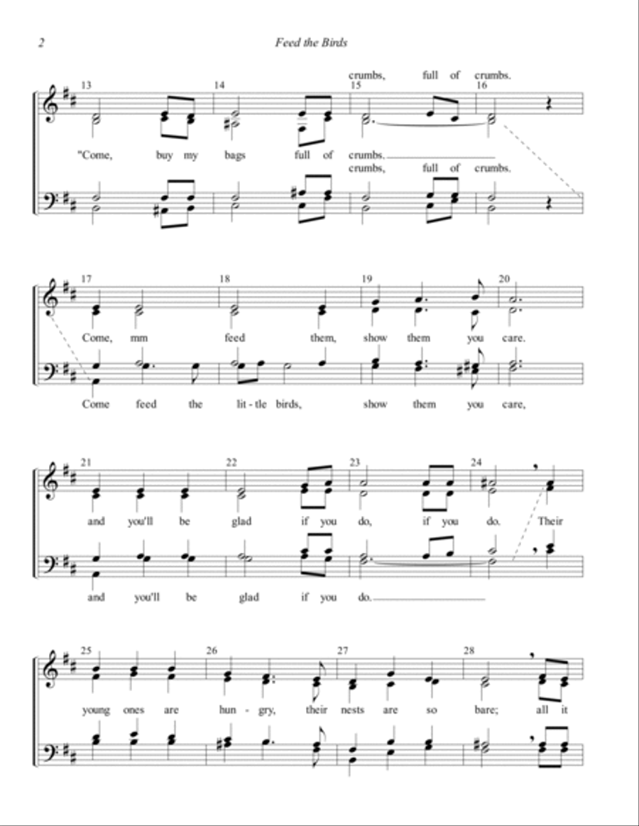 Feed The Birds (tuppence A Bag) 4-Part scores gallery preview page 2