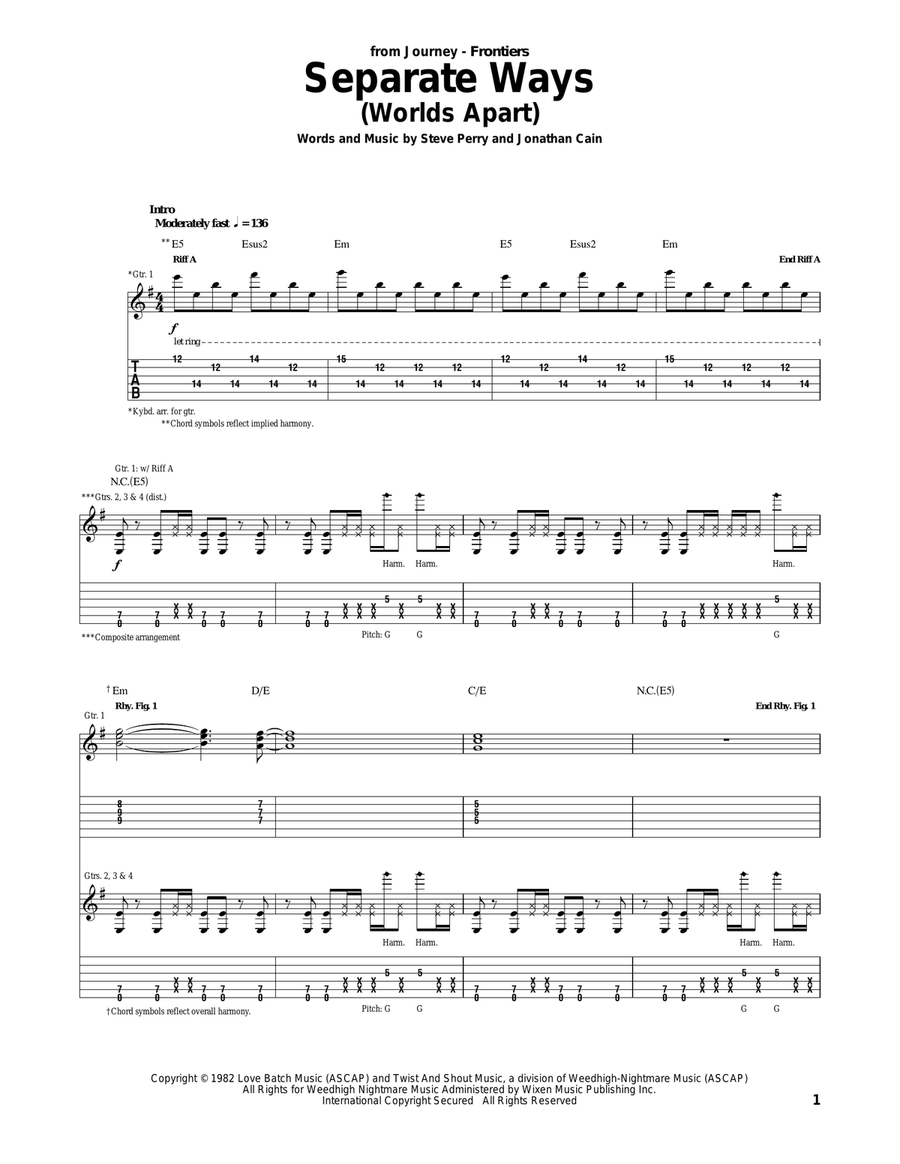 Separate Ways (Worlds Apart) Acoustic Guitar scores gallery preview page 1