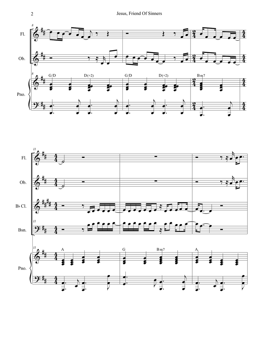 Jesus, Friend Of Sinners Woodwind Quartet scores gallery preview page 2