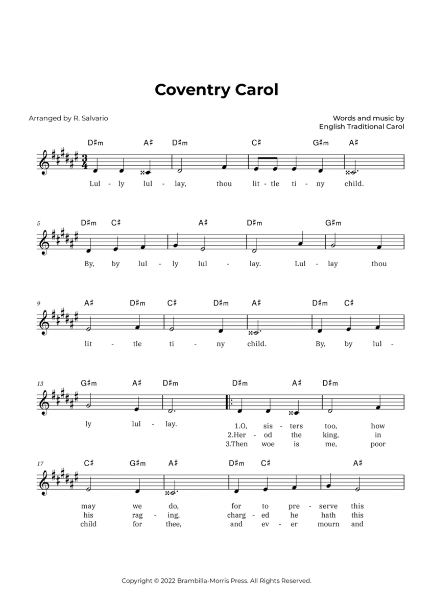Coventry Carol (Key of D-Sharp Minor) image number null