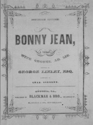 Book cover for Bonny Jean. A Ballad