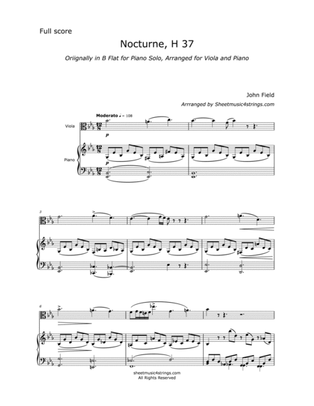 Field, John - Nocturne, H 37 (Arranged for Viola and Piano) image number null