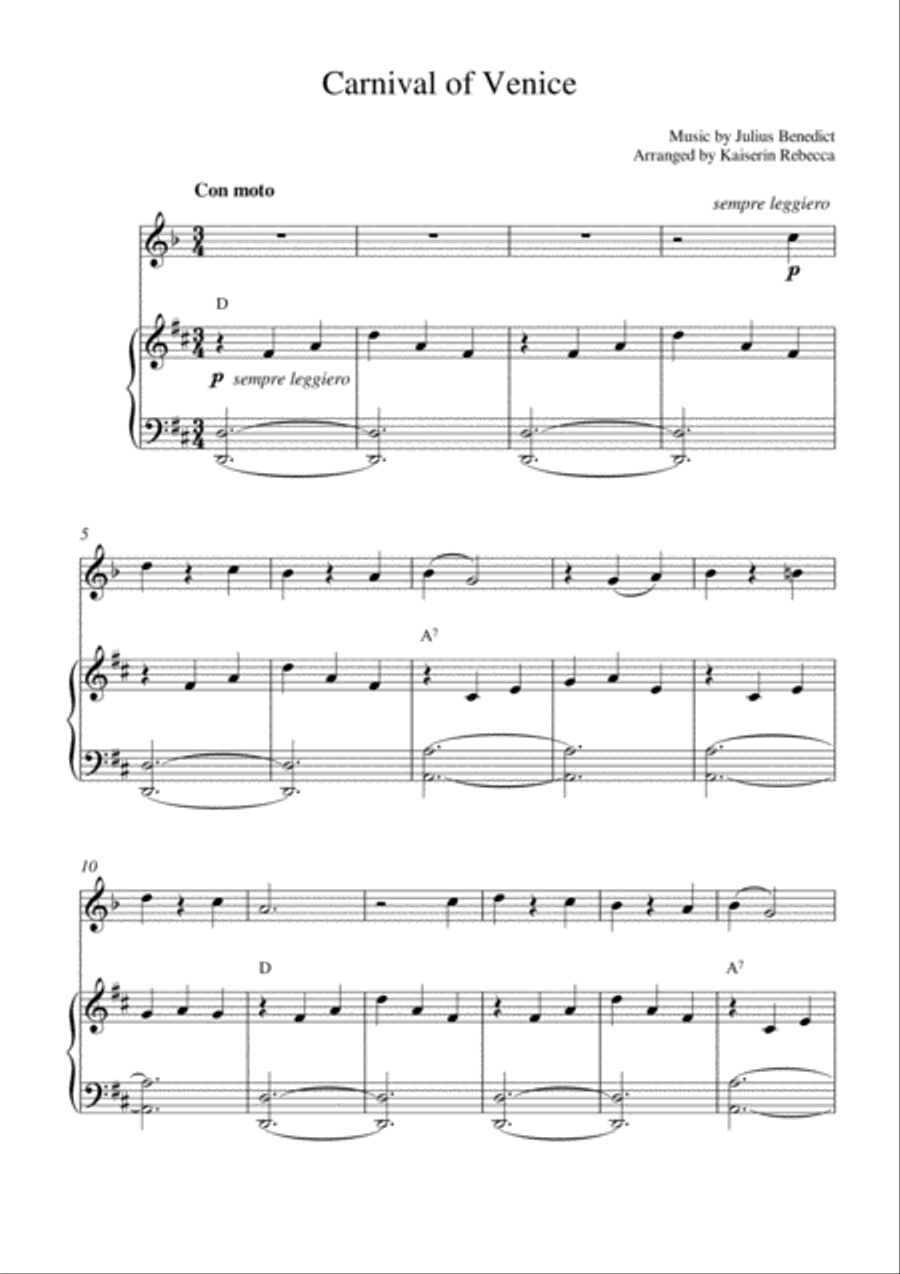 Carnival of Venice Clarinet Solo scores gallery preview page 1