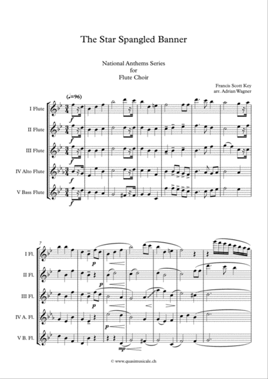 "The Star Spangled Banner" Flute Choir arr. Adrian Wagner image number null