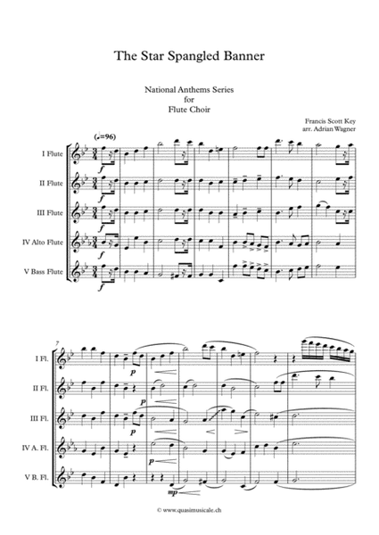 "The Star Spangled Banner" Flute Choir arr. Adrian Wagner image number null