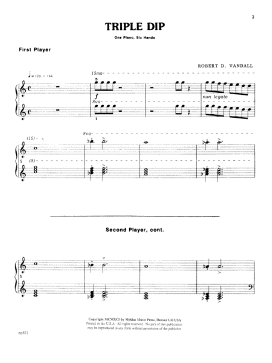 Triple Dip - Piano Trio (1 Piano, 6 Hands)