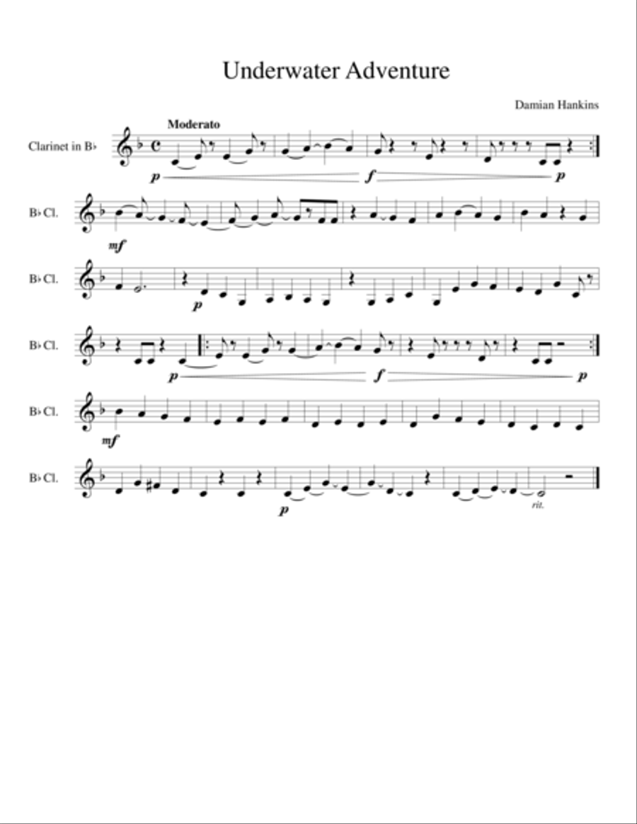 Underwater Adventure Clarinet Solo scores gallery preview page 1
