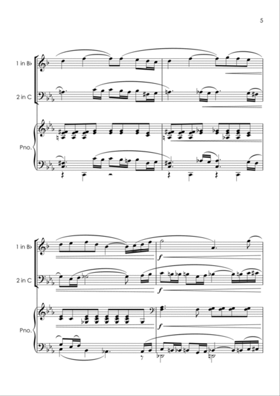 Vocalise (Rachmaninoff) - trumpet and trombone duet and piano with FREE BACKING TRACK Trombone scores gallery preview page 6