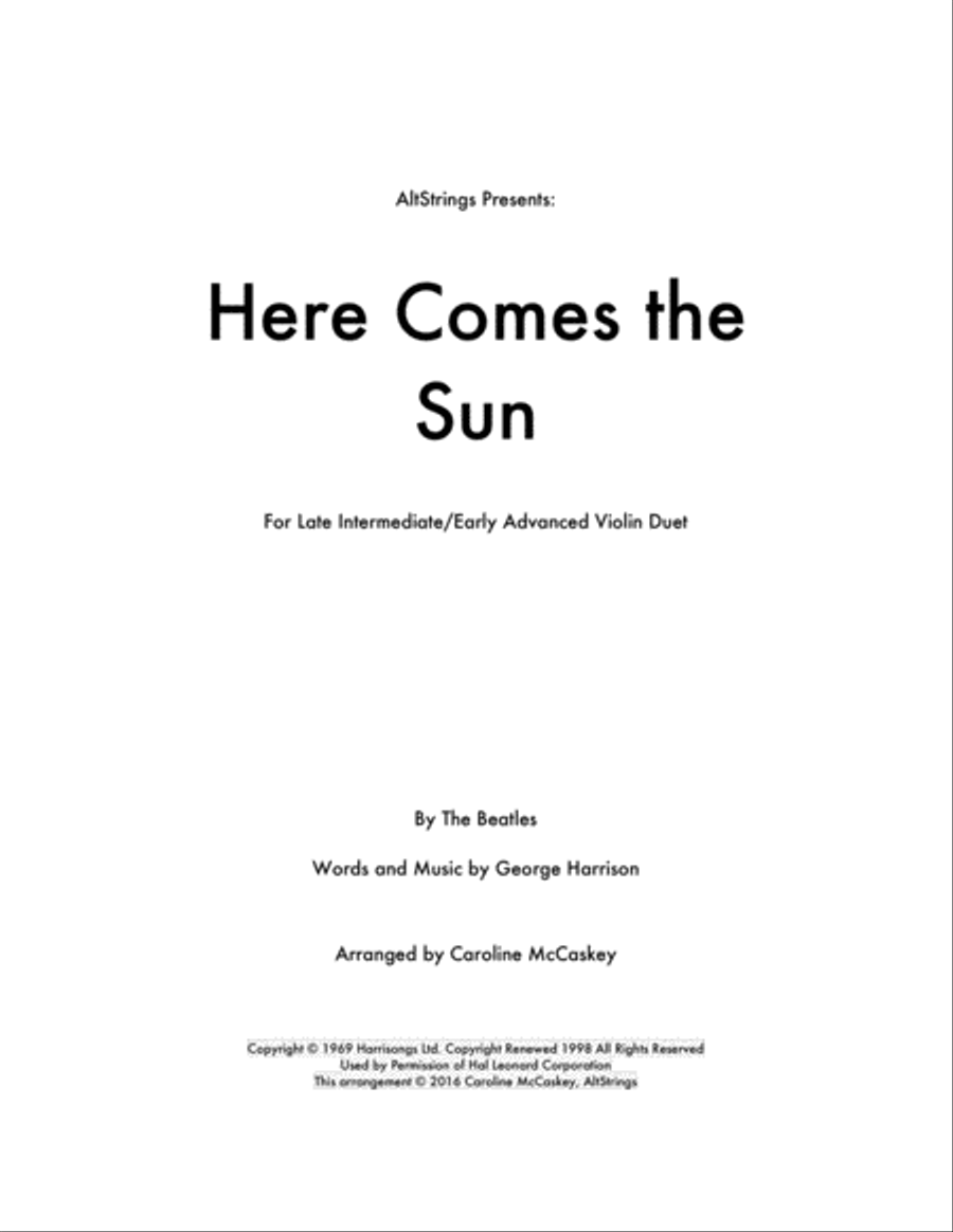 Here Comes The Sun String Duet scores gallery preview page 1