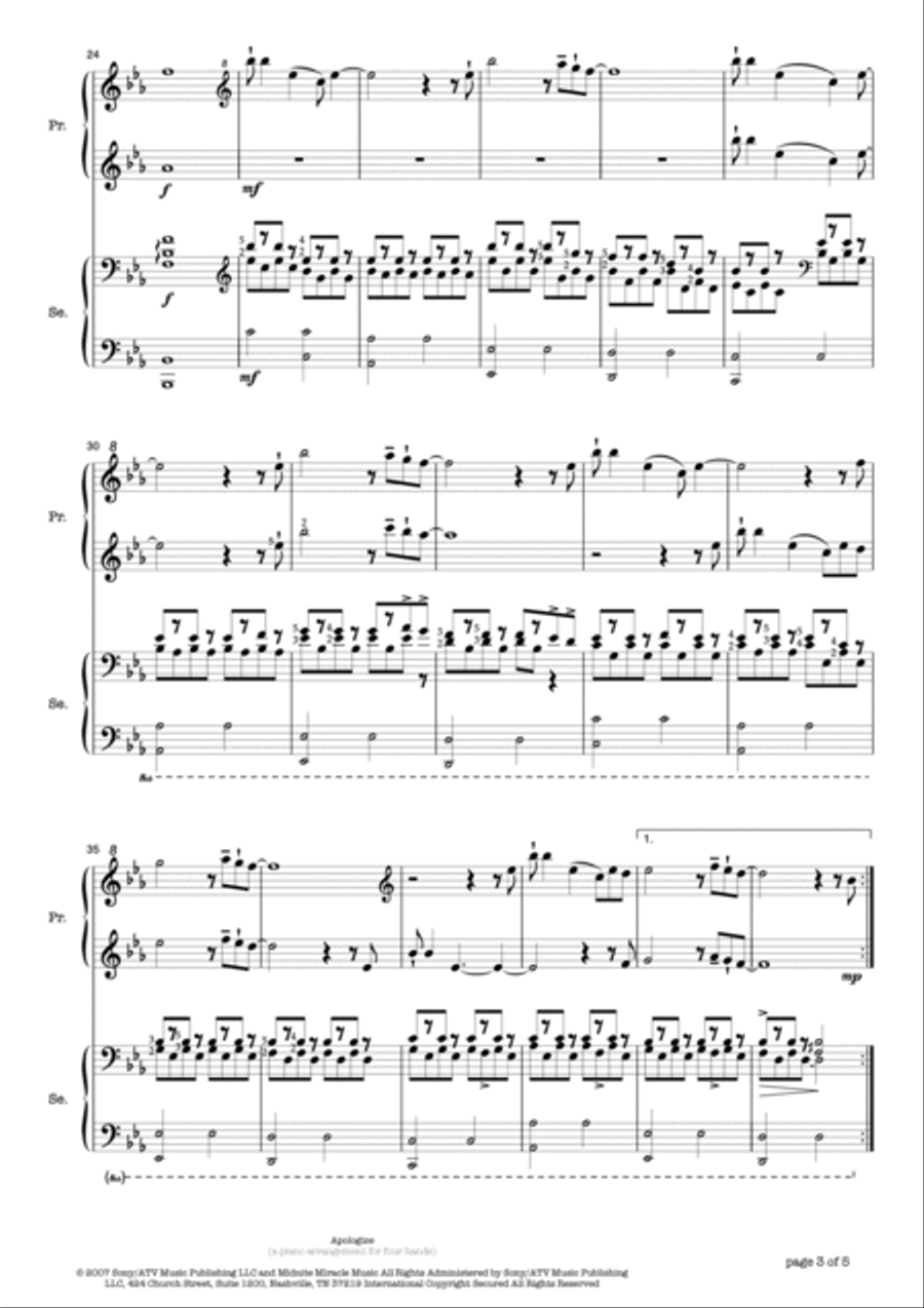 Apologize Piano Method scores gallery preview page 3