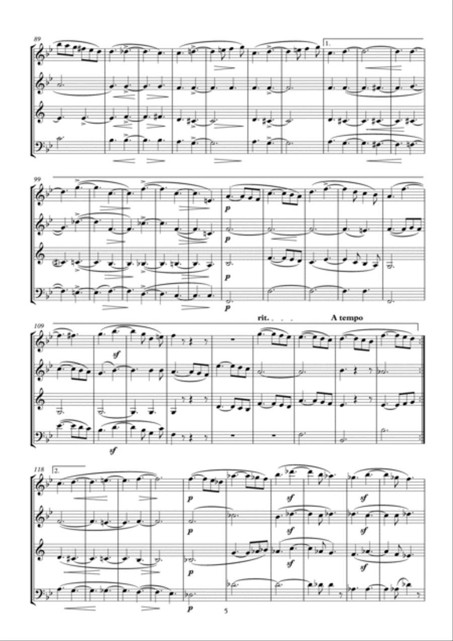 Schumann Quartet Op. 41 No. 1 arr. woodwind quartet Woodwind Quartet scores gallery preview page 5