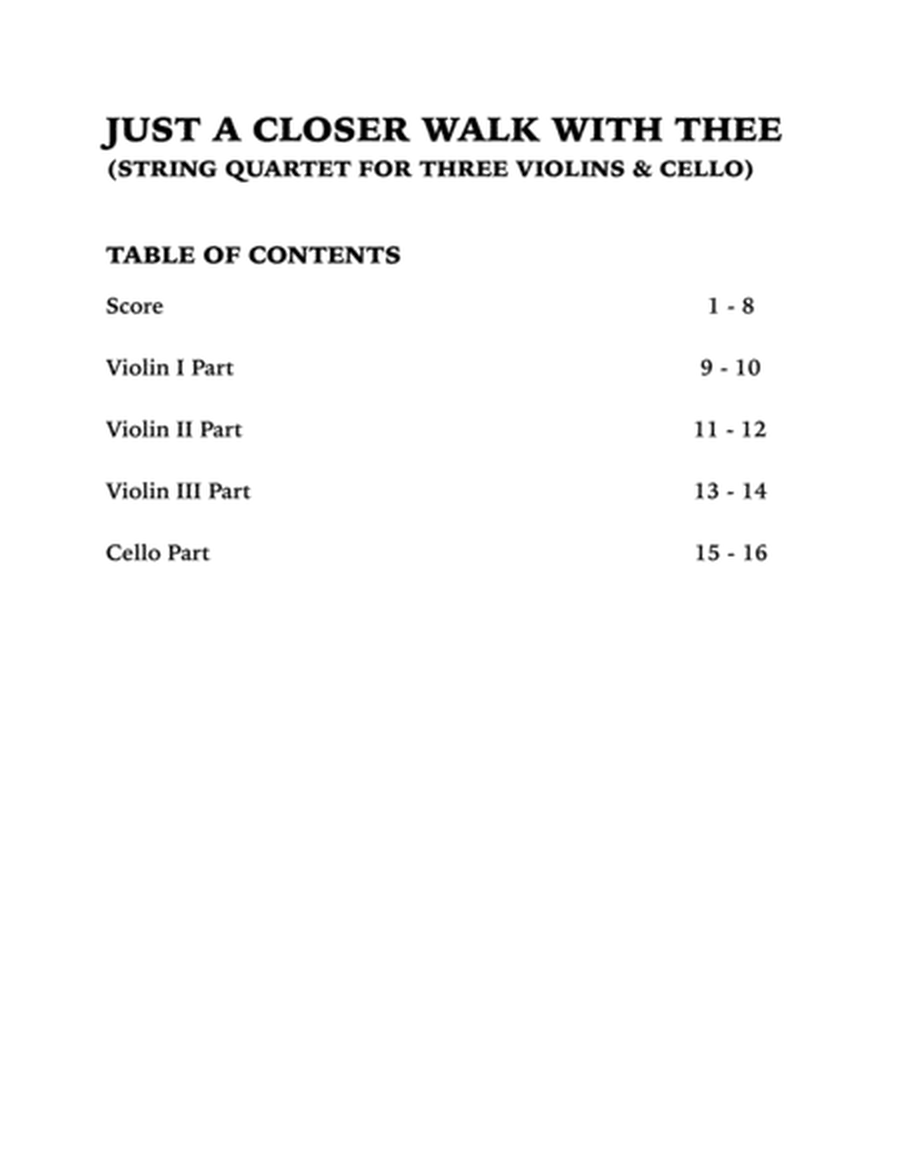 Just a Closer Walk with Thee (String Quartet): Three Violins and Cello image number null