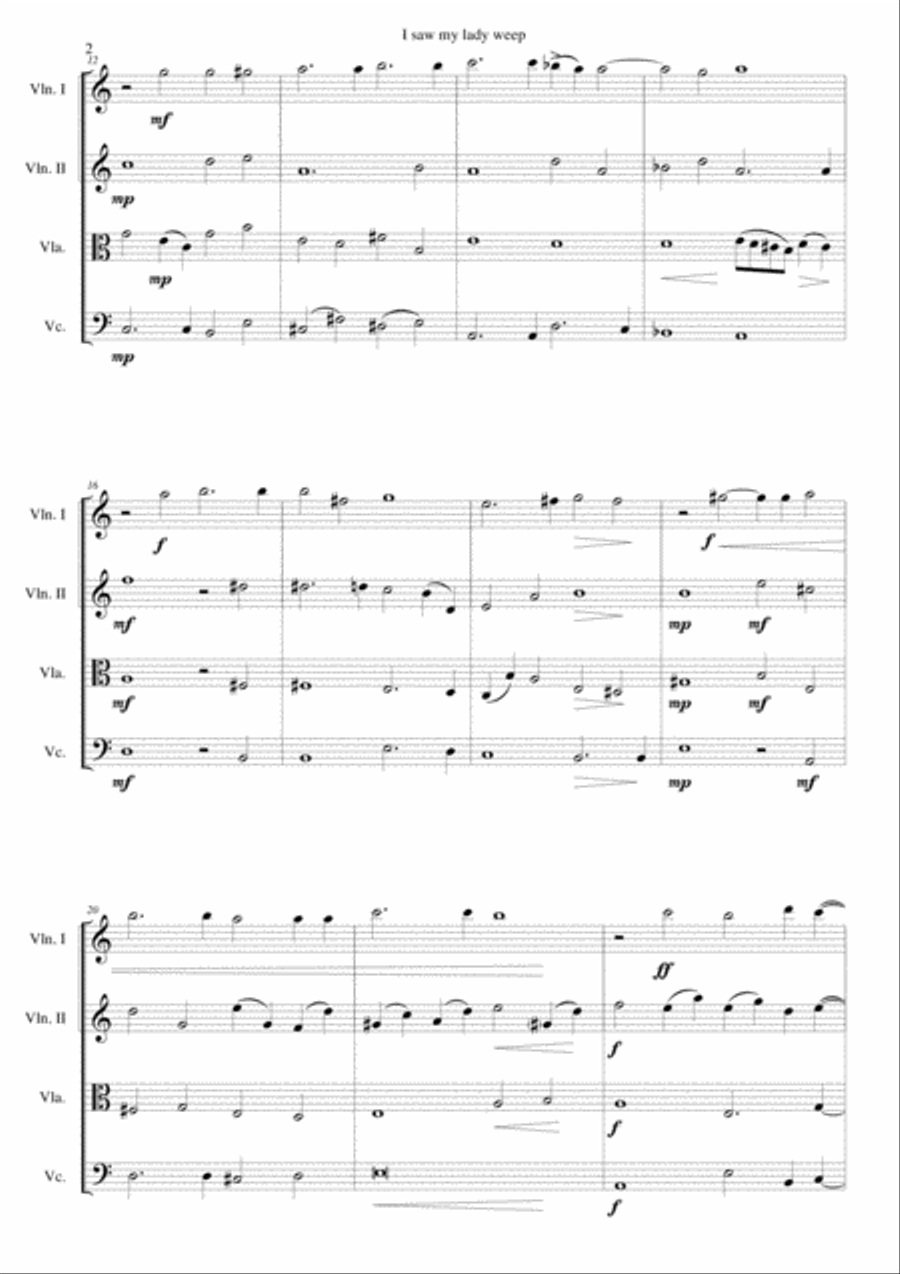 I saw my lady weep for string quartet String Quartet scores gallery preview page 2