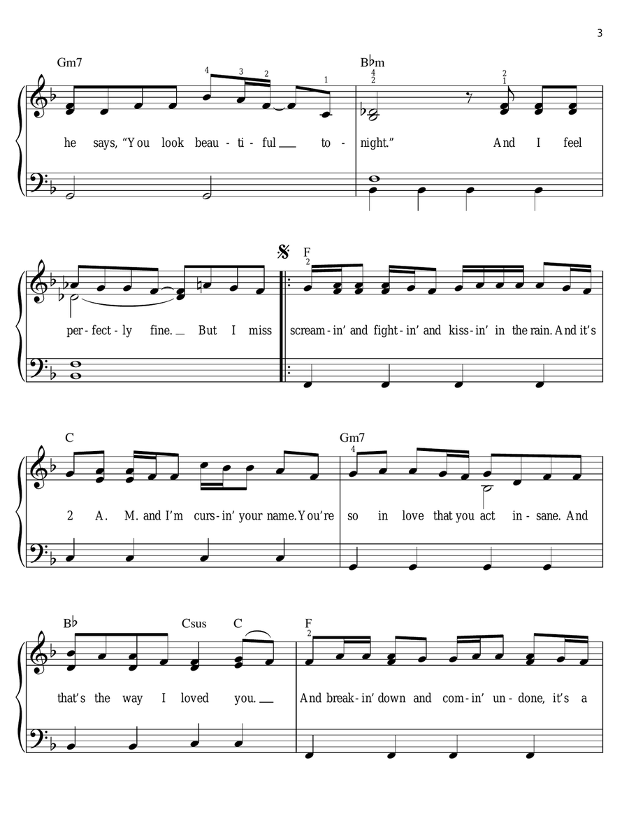 The Way I Loved You Easy Piano scores gallery preview page 3