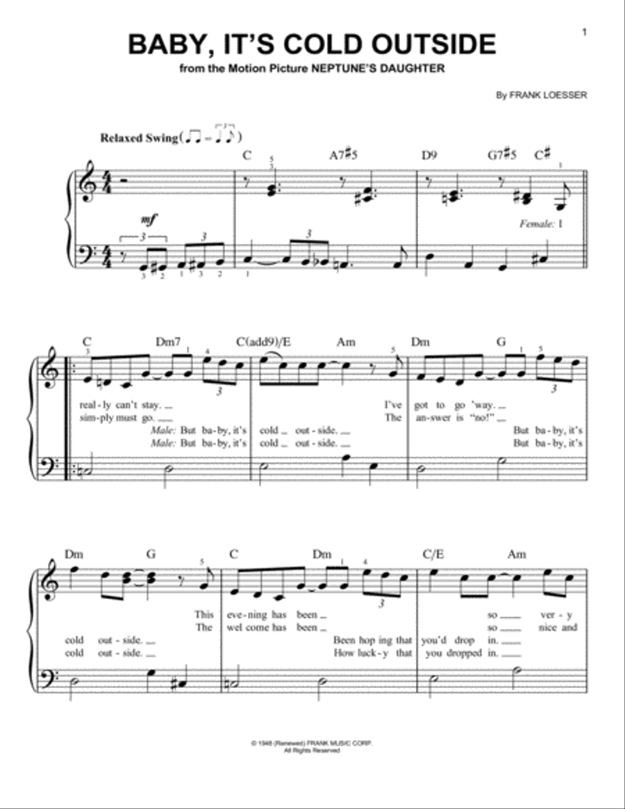 Baby, It's Cold Outside Easy Piano scores gallery preview page 1