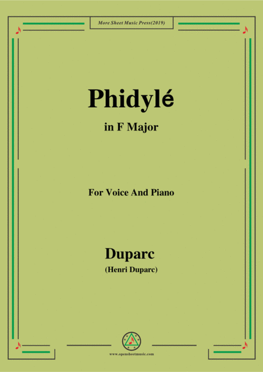 Duparc-Phidylé in F Major,for Voice and Piano