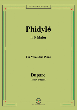Book cover for Duparc-Phidylé in F Major,for Voice and Piano