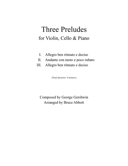 Three Preludes (arr. for Violin, Cello & Piano) image number null