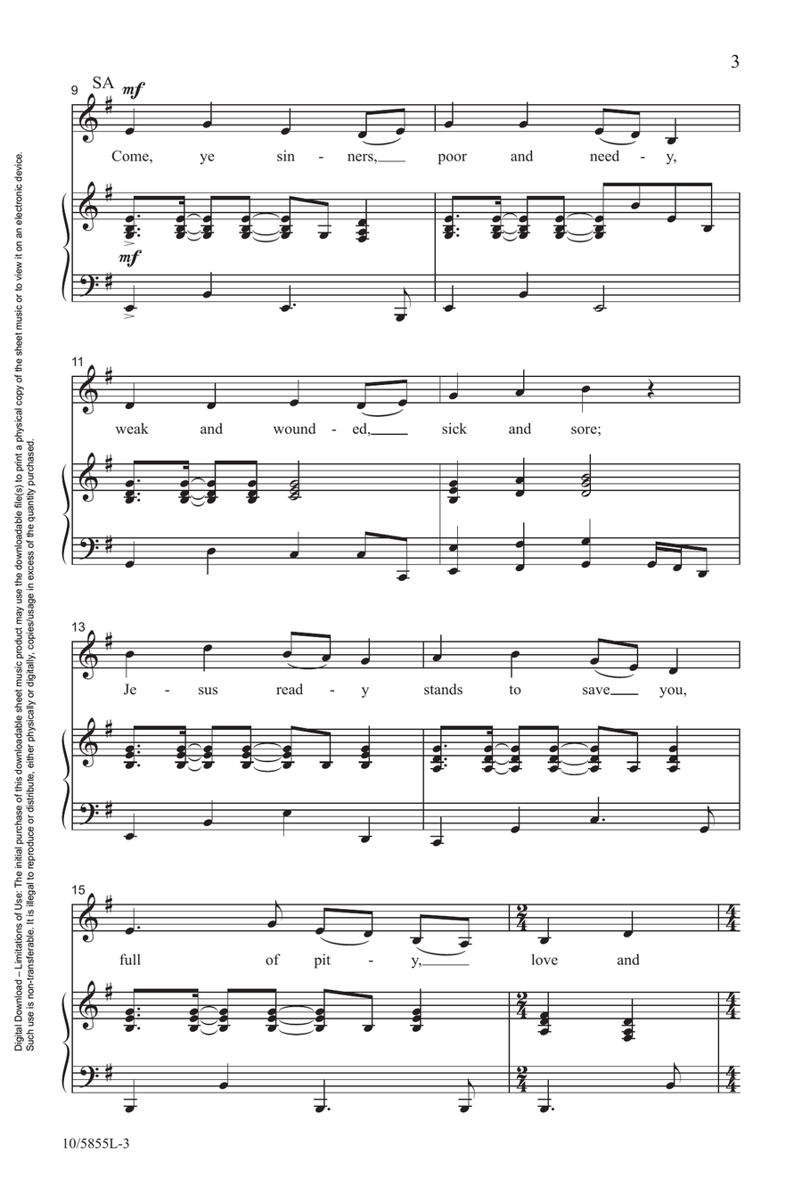 Come, Ye Sinners 4-Part scores gallery preview page 3