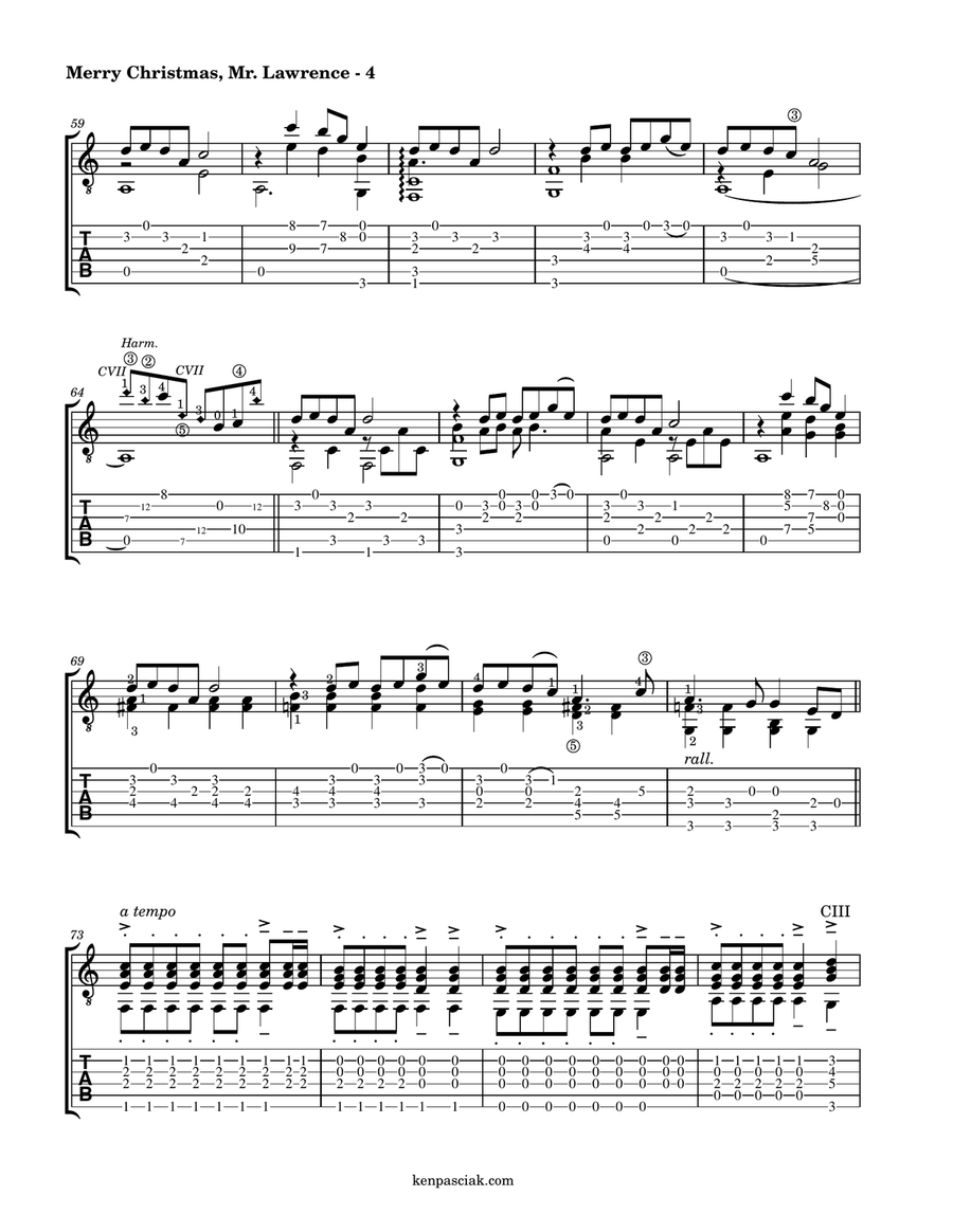 Merry Christmas Mr Lawrence - Somewhere Acoustic Guitar scores gallery preview page 6