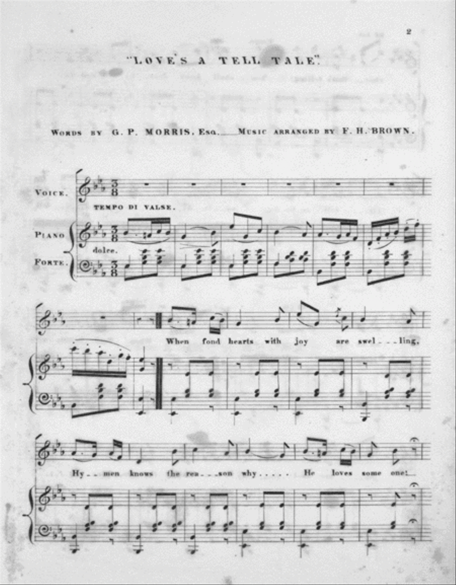 Love's a Tell-Tale. Na Admired Song Voice scores gallery preview page 2