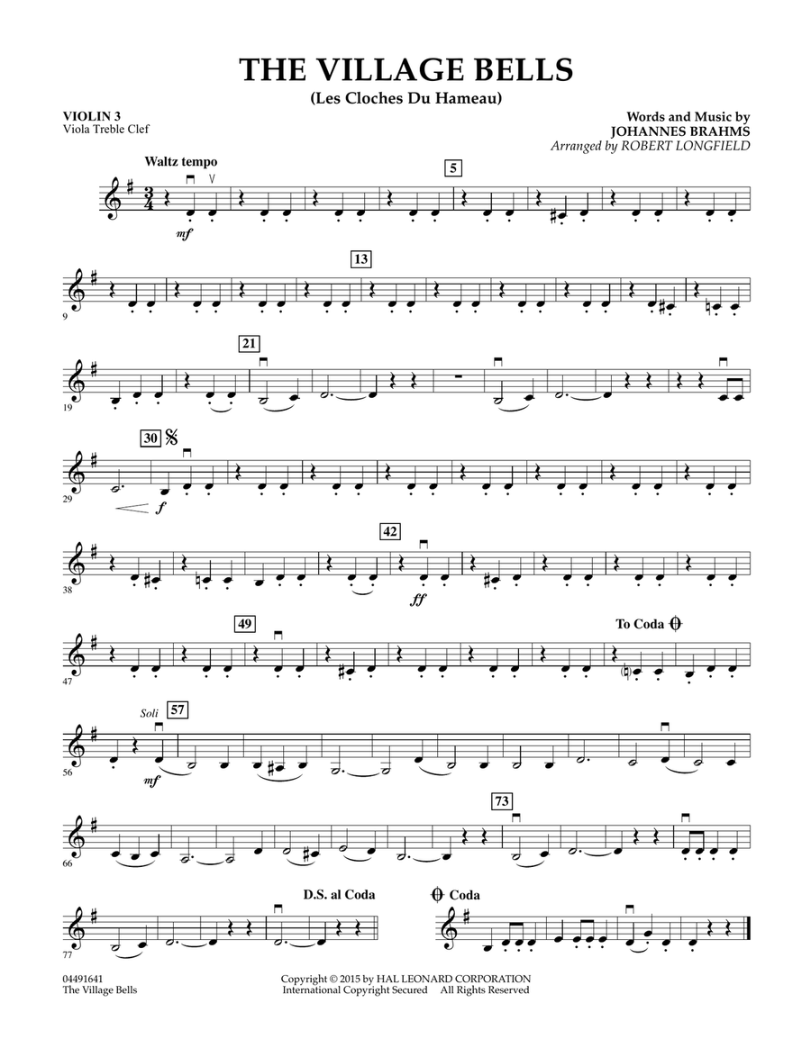 The Village Bells (Les Cloche du Hameau) - Violin 3 (Viola Treble Clef)