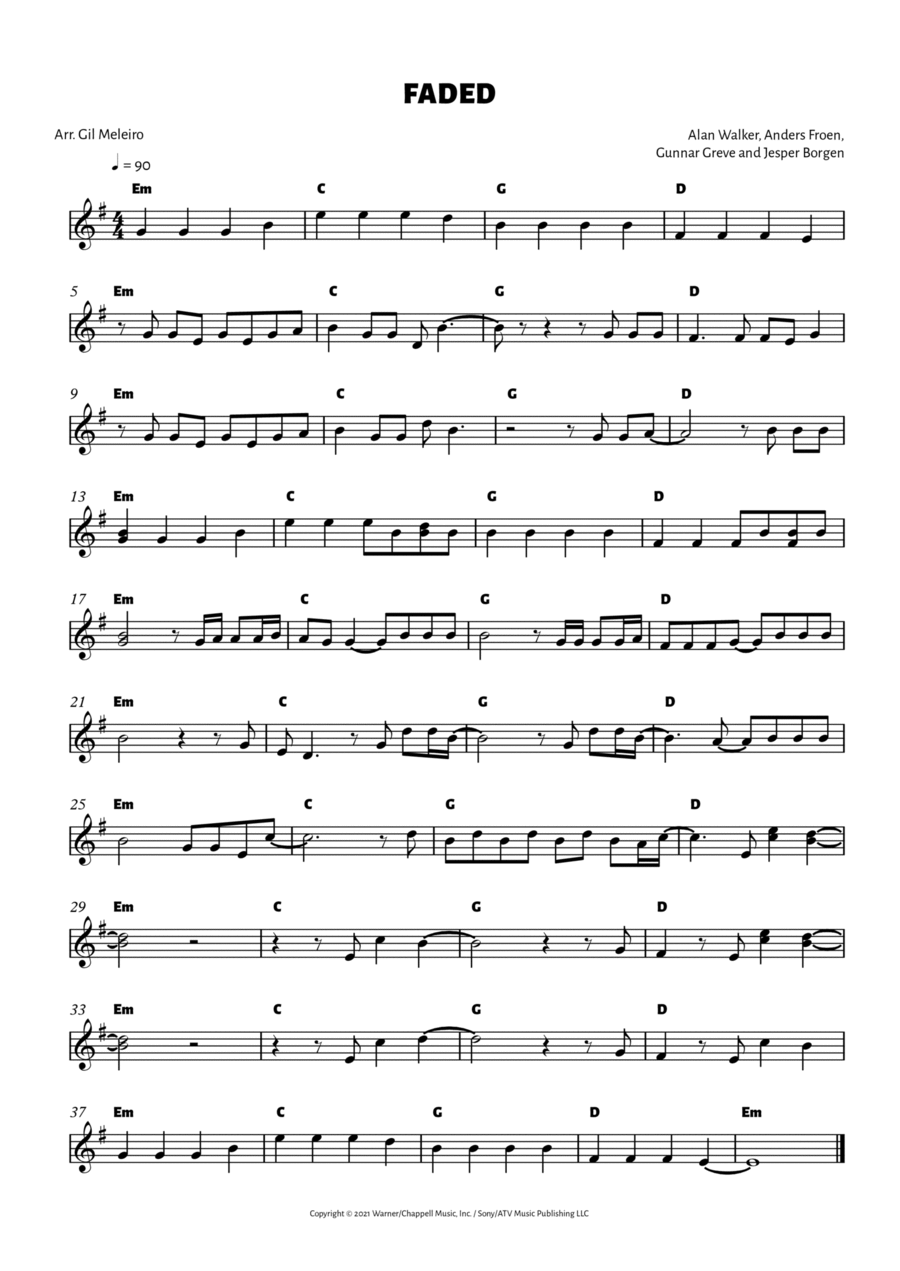 Faded Easy Piano scores gallery preview page 1