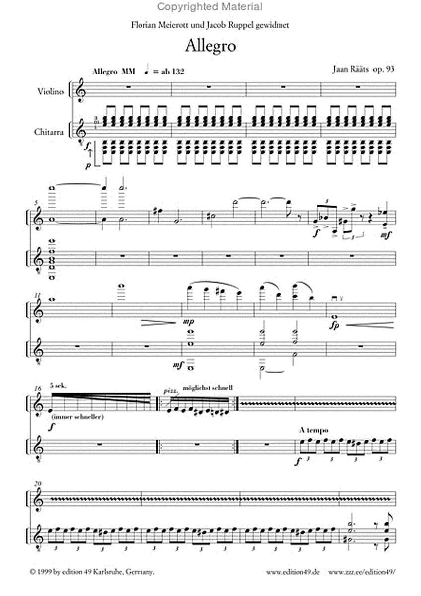 Allegro op. 93 fur Violine und Gitarre