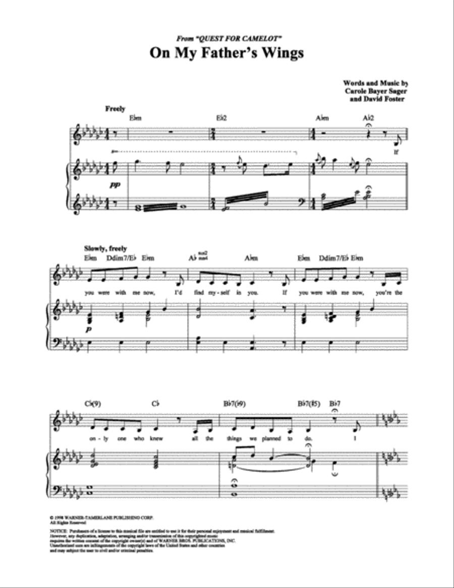 On My Father's Wings Piano, Vocal, Guitar scores gallery preview page 1