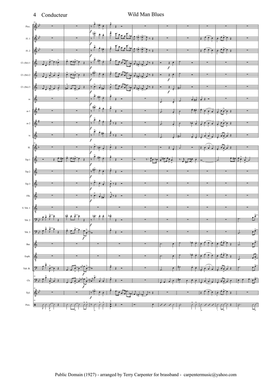 Wild Man Blues (Armstrong) for brassband Jazz Ensemble scores gallery preview page 4