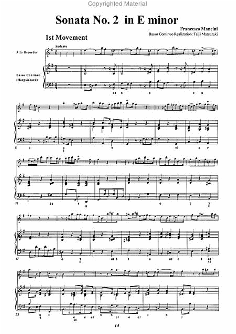 Sonata No. 2 in E minor Alto Recorder scores gallery preview page 3