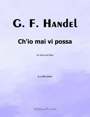 Book cover for Ch'io mai vi possa, by Handel, in a flat minor