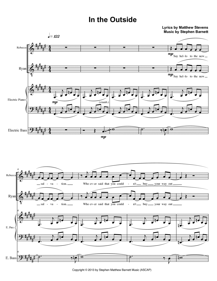 In the Outside Piano, Vocal, Guitar scores gallery preview page 1
