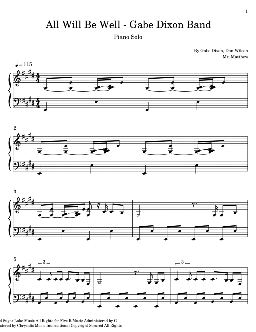 All Will Be Well Piano Solo scores gallery preview page 1