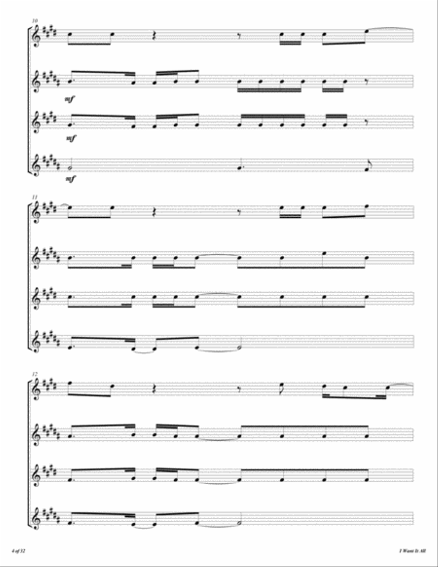 I Want It All Woodwind Quartet scores gallery preview page 5