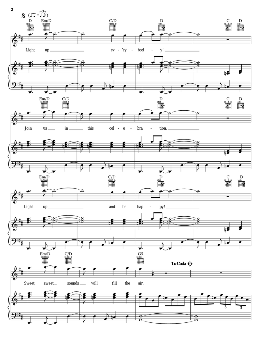 Light Up Piano, Vocal, Guitar scores gallery preview page 2