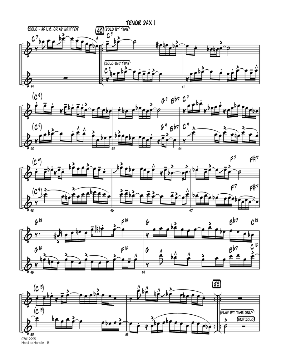 Hard to Handle - Tenor Sax 1 Jazz Ensemble scores gallery preview page 2