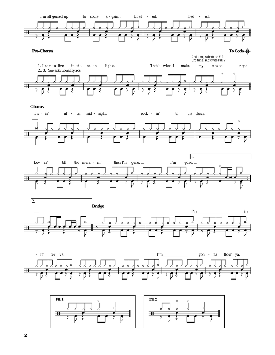 Living After Midnight Living After Midnight Drum Set scores gallery preview page 2