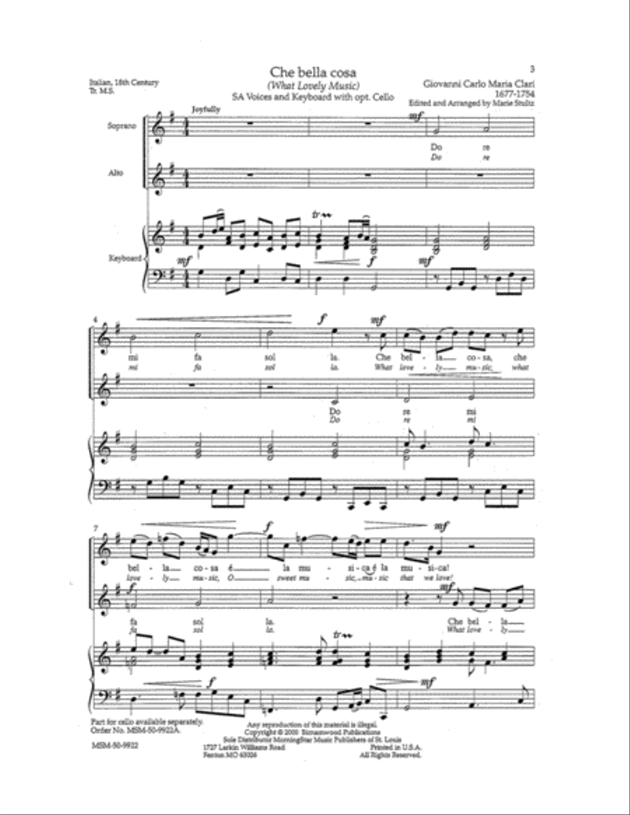 Che bella cosa What Lovely Music SSA scores gallery preview page 2