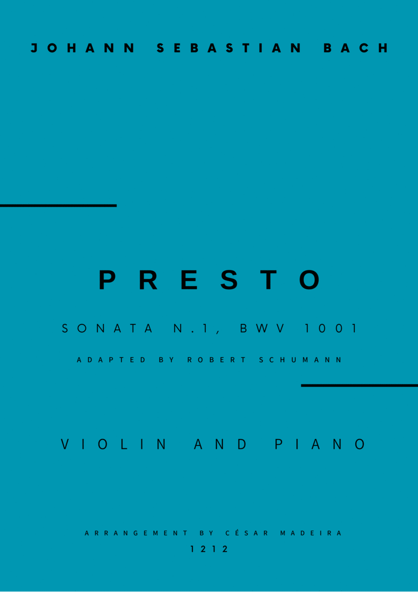 Presto from Sonata No.1, BWV 1001 - Violin and Piano (Full Score) image number null
