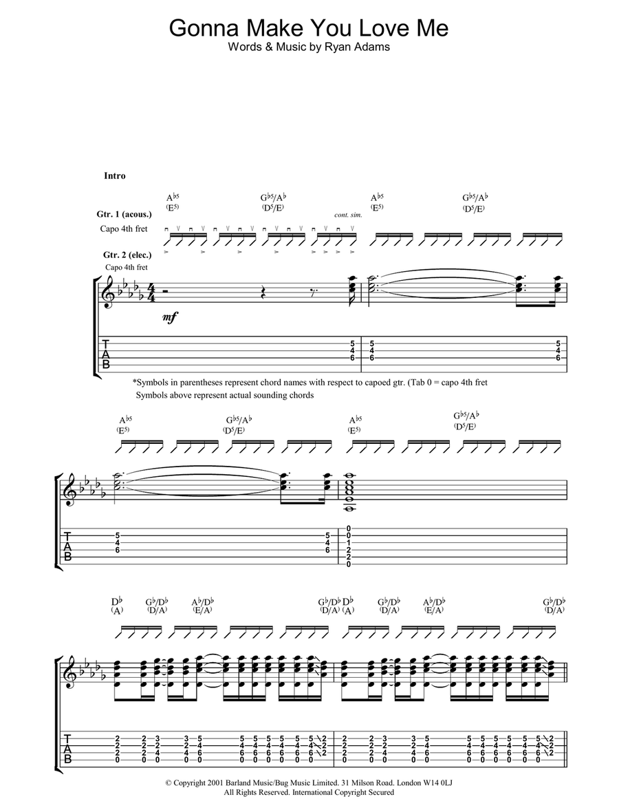 Gonna Make You Love Me Guitar Tablature scores gallery preview page 1