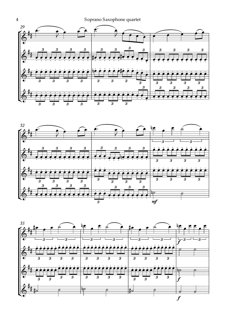 Swan Lake Tchaikovsky Soprano Saxophone Quartet Soprano Saxophone scores gallery preview page 5